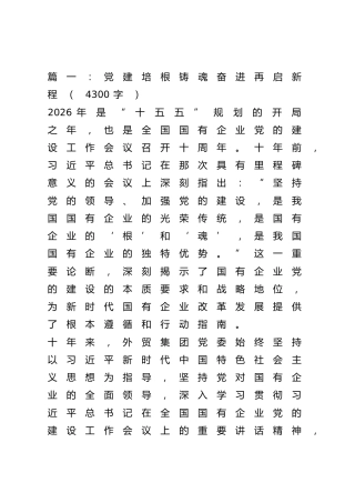 国有企业党的建设工作会议精神情况“回头看”经验3篇（十年总结）