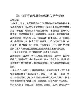 2026年上半年国企公司党建品牌创建暨机关特色党建工作经验总结