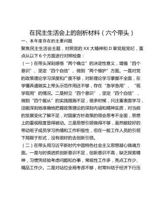 在民主生活会上的剖析材料