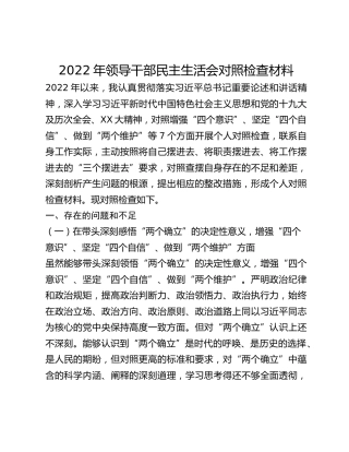 2022年领导干部民主生活会对照检查材料 (3)