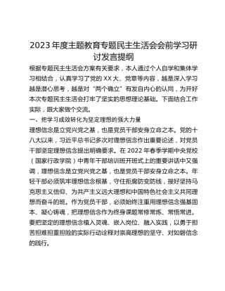 2023年度主题教育专题民主生活会会前学习研讨发言提纲 (2)_4