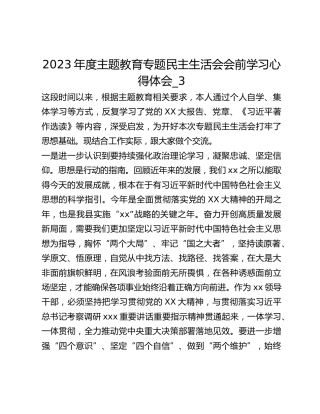 2023年度主题教育专题民主生活会会前学习心得体会_3