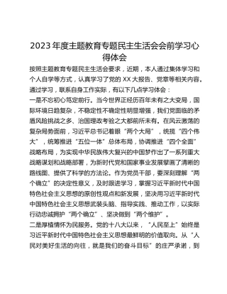 2023年度主题教育专题民主生活会会前学习心得体会 (2)_2