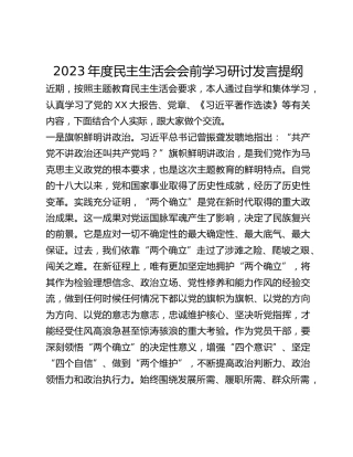 2023年度民主生活会会前学习研讨发言提纲 (2)