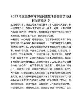 2023年度主题教育专题民主生活会会前学习研讨发言提纲_5