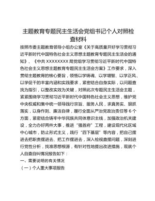 主题教育专题民主生活会党组书记个人对照检查材料