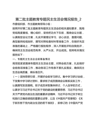 第二批主题教育专题民主生活会情况报告_2