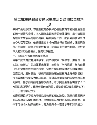 第二批主题教育专题民主生活会对照检查材料_3