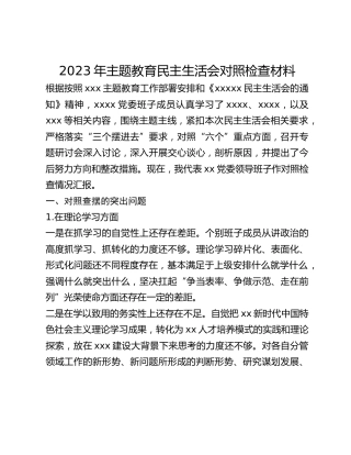 2023年主题教育民主生活会对照检查材料 (4)