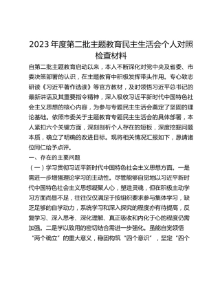 2023年度第二批主题教育民主生活会个人对照检查材料 (7)