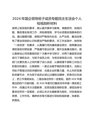 2024年国企领导班子成员专题民主生活会个人检视剖析材料 (2)