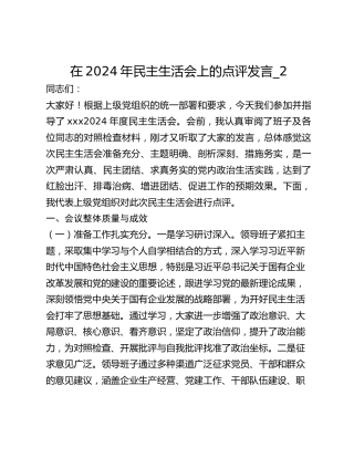 在2024年民主生活会上的点评发言_2