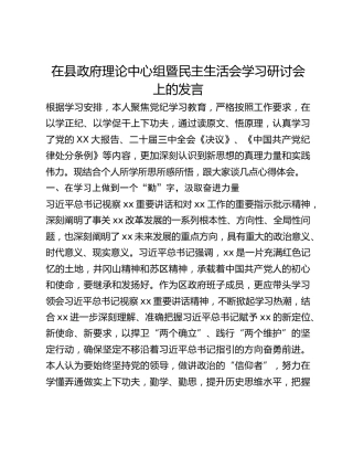 在县政府理论中心组暨民主生活会学习研讨会上的发言 (3)