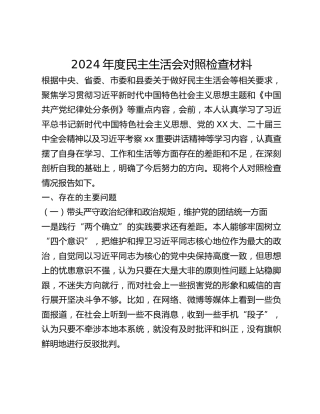 2024年度民主生活会对照检查材料 (3)_2