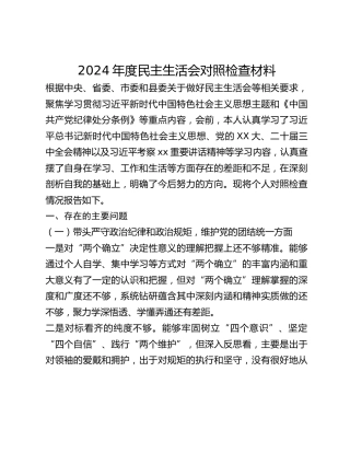 2024年度民主生活会对照检查材料 (2)_2
