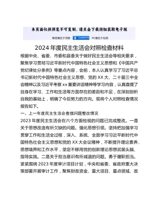2024年度民主生活会对照检查材料 (11)