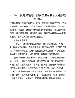 2024年度民主生活会 个人对照检查材料 (2)