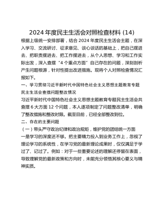 2024年度民主生活会对照检查材料 (14)