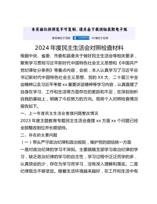 2024年度民主生活会对照检查材料 (9)