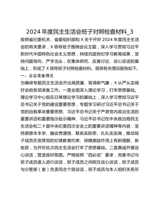 2024年度民主生活会班子对照检查材料_3