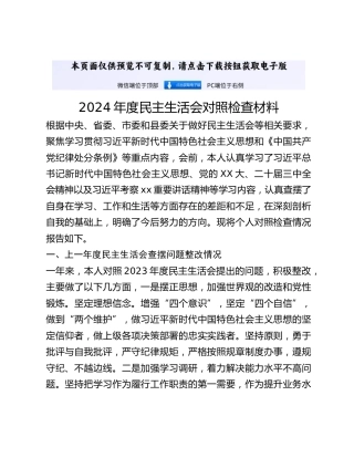2024年度民主生活会对照检查材料 (10)