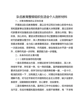 队伍教育整顿组织生活会个人剖析材料