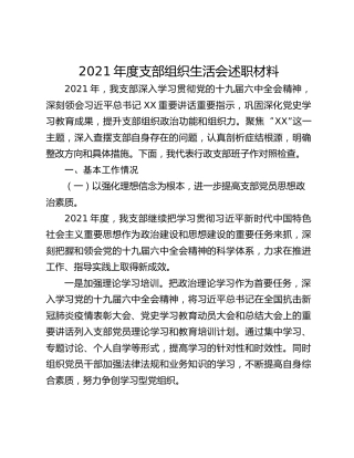 2021年度支部组织生活会述职材料