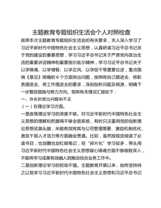 主题教育专题组织生活会个人对照检查(1)