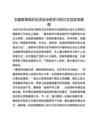 主题教育组织生活会会前学习研讨交流发言提纲 (7)