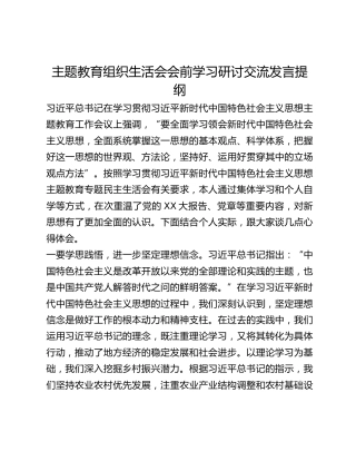 主题教育组织生活会会前学习研讨交流发言提纲 (13)_2