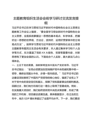 主题教育组织生活会会前学习研讨交流发言提纲 (25)