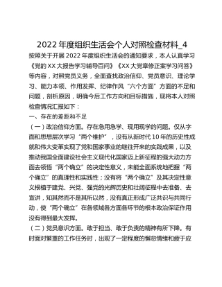 2022年度组织生活会个人对照检查材料_4