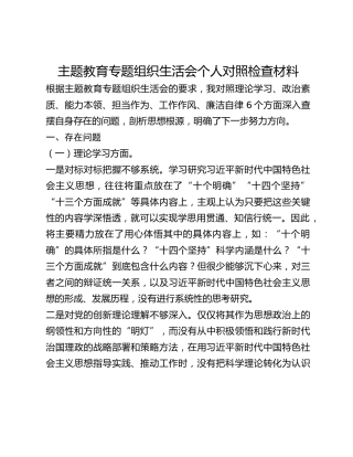 主题教育专题组织生活会个人对照检查材料 (3)