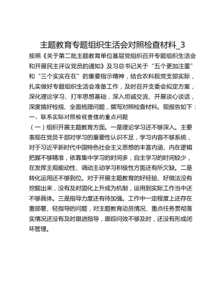 主题教育专题组织生活会对照检查材料_3