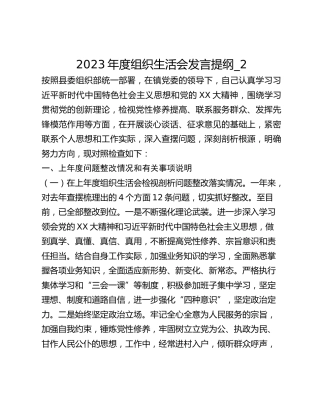2023年度组织生活会发言提纲_2