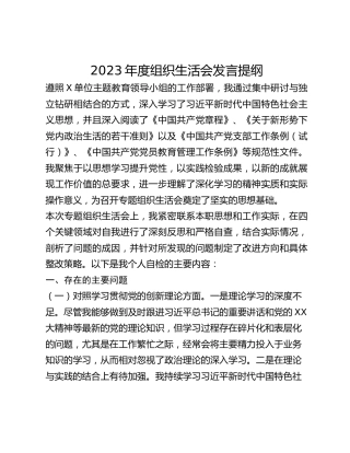 2023年度组织生活会发言提纲 (6)