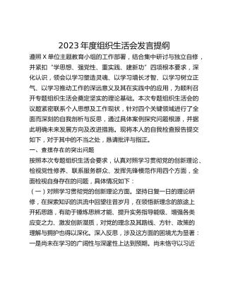 2023年度组织生活会发言提纲 (5)