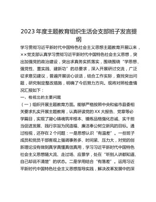 2023年度主题教育组织生活会支部班子发言提纲 (2)