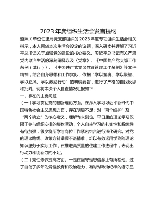 2023年度组织生活会发言提纲 (7)