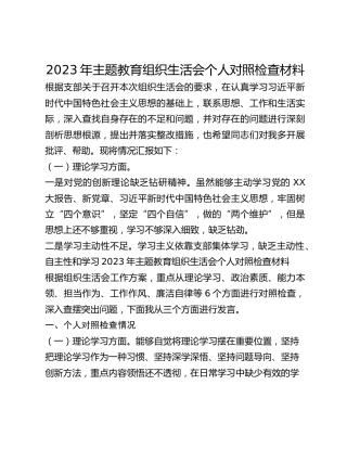2023年主题教育组织生活会个人对照检查材料 (3)