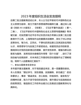 2023年度组织生活会发言提纲 (4)