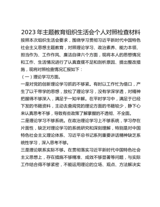 2023年主题教育组织生活会个人对照检查材料 (5)