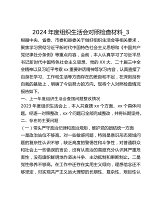 2024年度组织生活会对照检查材料_3