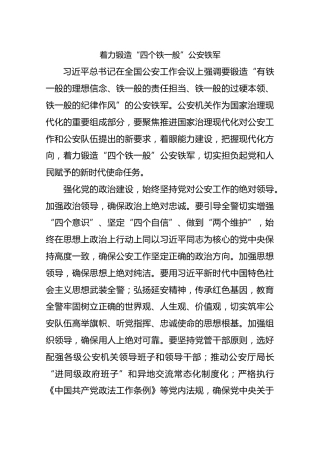 着力锻造“四个铁一般”公安铁军
