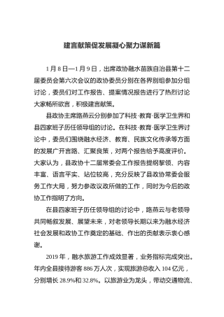 建言献策促发展凝心聚力谋新篇