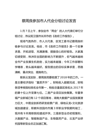 蔡周良参加市人代会分组讨论发言