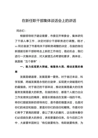 在新任职干部集体谈话会上的讲话0