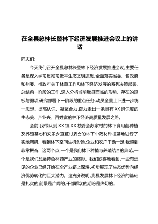 在全县总林长暨林下经济发展推进会议上的讲话