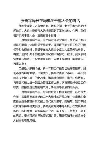 局长在局机关干部大会的讲话-