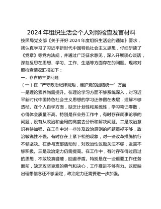 2024年组织生活会个人对照检查发言材料、领导干部个人问题整改清单、谈心谈话“意见清单”